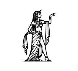 Cleopatra Egyptian Pharaoh sketch hand drawn vector illustration