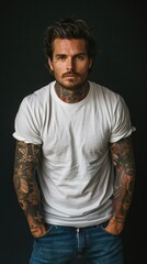Obraz premium Personal expression: tattoo in a man, symbol of individuality, unique identity and creative self-expression, body art and personal style, embracing diversity and authenticity