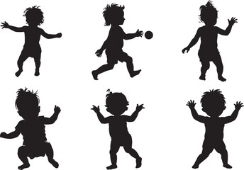 Toddler gesture silhouettes - obrazy, fototapety, plakaty