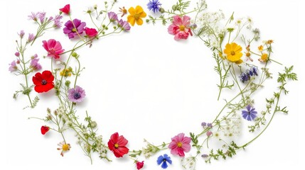 Fototapeta na wymiar wreath of flowers on a white background.
