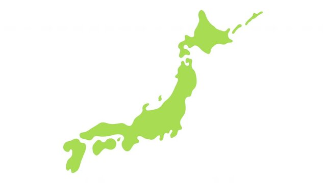 色が変化するシンプルな日本地図（白背景）