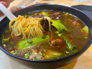 Beef noodle soup. Chinese food style