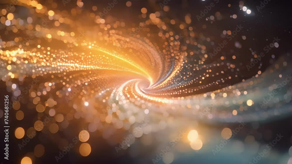 Poster as if propelled by the unseen force of a cosmic wind sparkling particles dance before your eyes tran