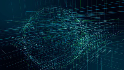 Abstract sci-fi sphere with global network connections. Futuristic illustration. Technology network connection on world. Global digital connections ai. Technology virtual cyber dynamic. 3D rendering.