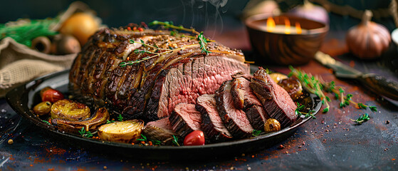 professional food photography: sunday beef roast lots of copy space