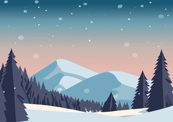 Obraz premium winter landscape with trees and mountains