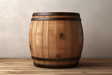 Old wooden barrel on wooden floor