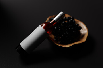 Red Glass Wine Bottle Mockups with Dark Color Theme