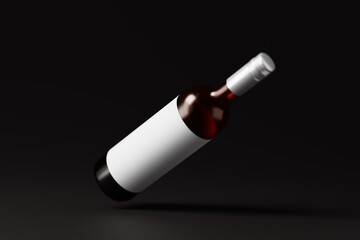 Red Glass Wine Bottle Mockups with Dark Color Theme