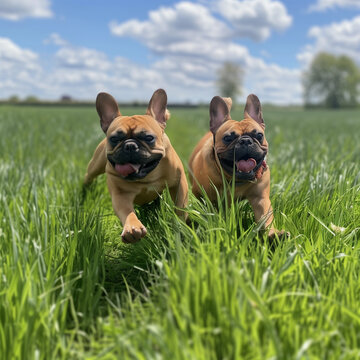Adorable Young White English Bulldogs, Showcasing a Purebred Pedigree, Brown and Funny, with a Cute and Funny Expression, Perfectly Capturing This Beloved Canine Breed