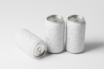 330ml Soda or Beer Can Mockups with Water Drops