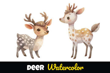 cute deer watercolour vector illustration