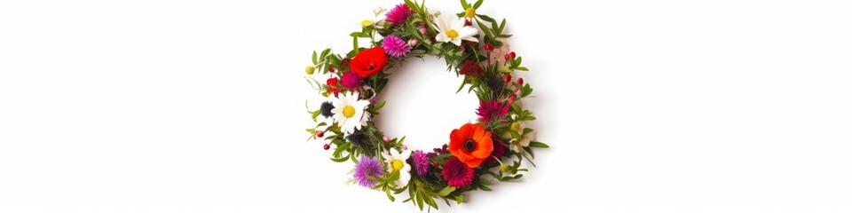 Fototapeta premium wreath of flowers on a white background.