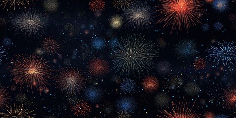 Night sky fireworks celebration background. Holiday new year xmas anniversary festival glitter scene view