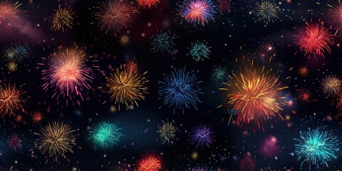 Fototapeta na wymiar Night sky fireworks celebration background. Holiday new year xmas anniversary festival glitter scene view