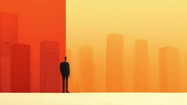 A person surrounded by a wall of temptation and indecision. Psychology art concept. .