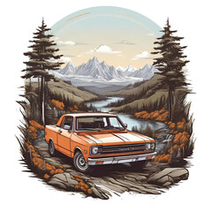 himmer car driving in mountains nice detailed vector graphics on tshirts