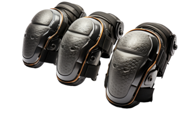 A pair of knee pads, designed to protect the knees during physical activities on White or PNG Transparent Background.