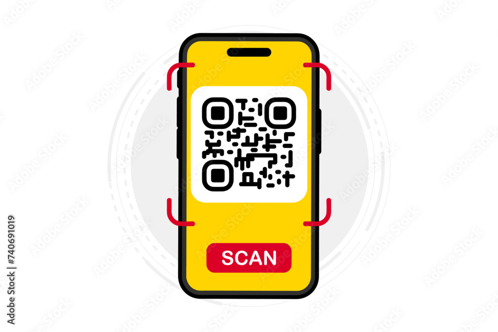 Poster qr code scan icon. qr code set. smartphone scans qr code for payment. mobile payment and identity. t