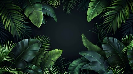 Fototapeta na wymiar Lush green tropical palm leaves creating a beautiful and textured natural background