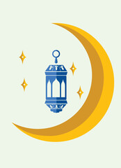 Lantern and moon background, typical Ramadan Kareem design, vector eps 10.