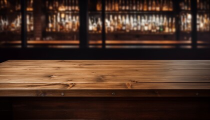 wooden table in a bar - Powered by Adobe