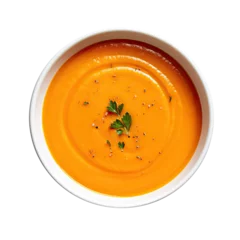 Fotobehang Bowl of Carrot Soup Isolated on a Transparent Background  © JJAVA