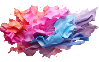 A vibrant assortment of streamers gracefully swirling and floating through the air. on White or PNG Transparent Background.