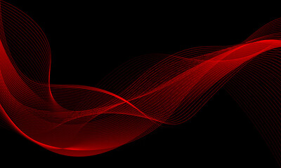 Abstract red wave curve line light dynamic movement overlap on black design modern futuristic technology background vector