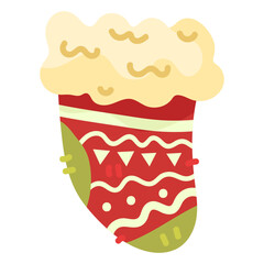 Cute Christmas Sock - vector cartoon Illustration