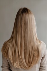 Naklejka premium Cute charming pretty woman with silky long straight hair