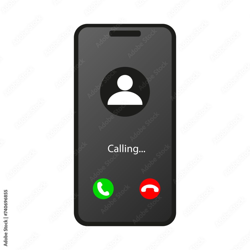Aufkleber phone with calling call. vector illustration. screen of smartphone with incoming call.
