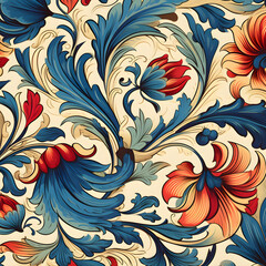 seamless floral pattern with flowers ai generative 