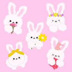 set of cute bunny illustration