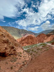 Scenes of colored mountains around Purmamarca in Jujuy Province, Argentina