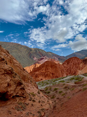 Fototapeta na wymiar Scenes of colored mountains around Purmamarca in Jujuy Province, Argentina