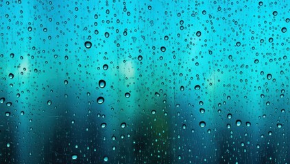 blue rain drops on an old window screen - obrazy, fototapety, plakaty