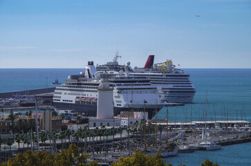 Classic cruiseship cruise ship liner Ryndam at sea anchoring or in port