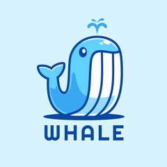 Cute Tall Whale Cartoon Logo Design