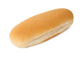 One fresh hot dog bun isolated on white
