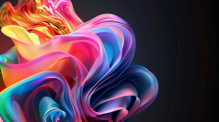 A colorful abstract pastel shape paint over a black background