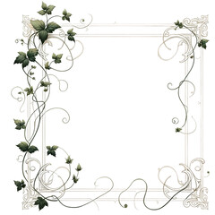Elegant Green Botanical Creepers Frame isolated on solid white background