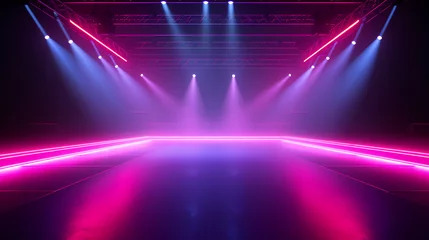 Fotobehang The stage background is illuminated by the light of a spotlight © ma