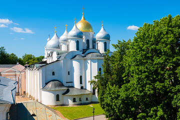 Cathedral of St. Sophia in sunny summer day. Novgorod Detinets (Novgorod Kremlin). Veliky Novgorod. Russia