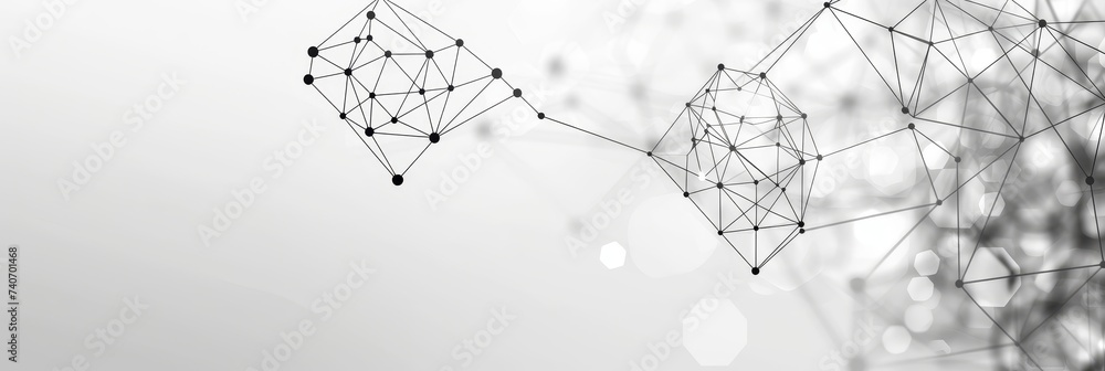 Poster digital science technology concept with geometric molecules pattern on dark blue background