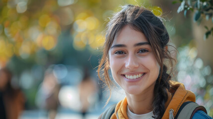 The contagious smile of a happy student - obrazy, fototapety, plakaty