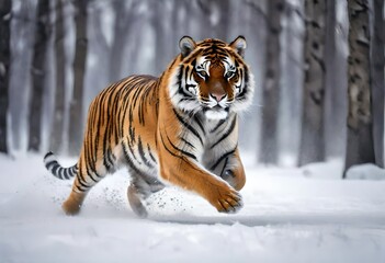 Naklejka premium siberian tiger in snow