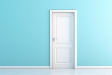 white door on blue wall
