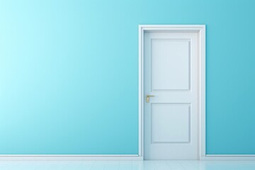 white door on blue wall