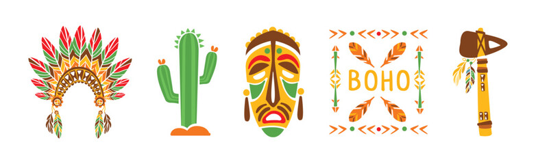 Ethnic Indian Symbol and Tribal Object Vector Set © topvectors